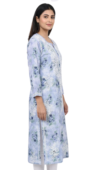 Mul Cotton Printed Chikankari Kurti Multi Color