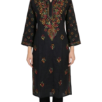 pure-cotton-multi-thread-embroidery-chikankari-straight-kurti-black