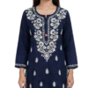 Navy Blue Lucknowi Chikankari Cotton Kurti for Women Navy Blue Lucknowi Chikankari Cotton Kurti for Women