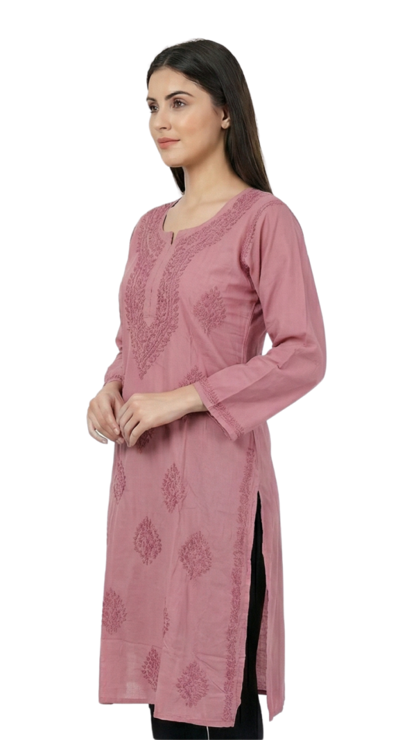 Buy Lavender Lucknowi Chikankari Cotton Kurti for Women Buy Lavender Lucknowi Chikankari Cotton Kurti for Women