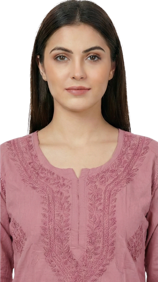 Buy Lavender Lucknowi Chikankari Cotton Kurti for Women Buy Lavender Lucknowi Chikankari Cotton Kurti for Women