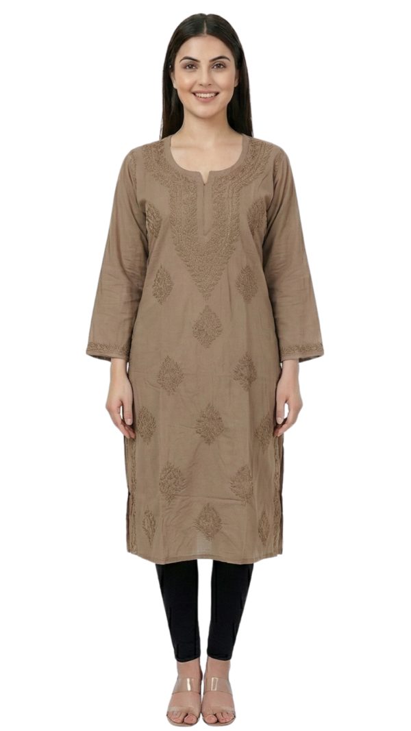 Buy Lavender Lucknowi Chikankari Cotton Kurti for Women Buy Lavender Lucknowi Chikankari Cotton Kurti for Women