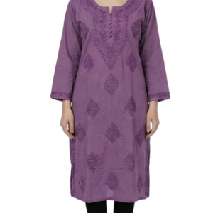 Buy Lavender Lucknowi Chikankari Cotton Kurti for Women