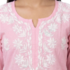Buy Baby Pink Lucknowi Chikankari Cotton Kurti for Women