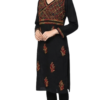 80 Black Multicolor Embroidered Check Cotton Kurti